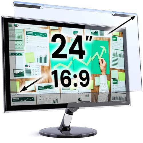 Image of VINTEZ Blue Light Screen Protector for 24 Inch Computer Monitor and Laptop – Anti-UV Blue Light Blocking Film for Desktop PC, Eye Protection Filter, 21.2" x 12.6", 1 Pack
