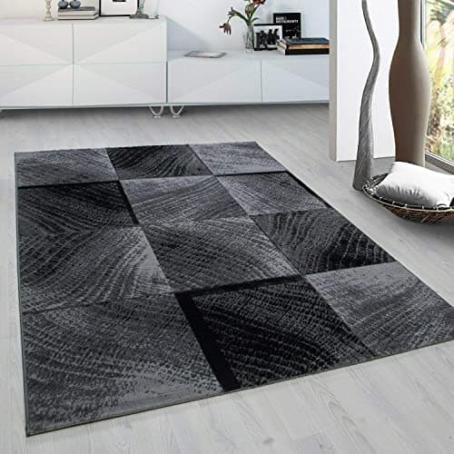 Image of viceroy bedding Rug CHECK Modern Design Black Grey Charcoal Rugs Living Room Extra Large Size Soft Touch Short Pile Style Carpet Area Rugs Non Shedding (160 cm x 230cm (5.5ft x 7.5ft)