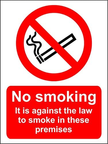 Image of No smoking it is against the law to smoke in these premises sign - Face adhesive reverse window sticker 200mm x 150mm