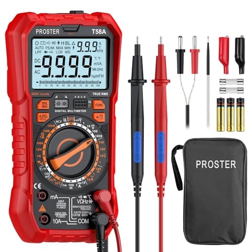 Image of Proster Digital Multimeter True RMS - 9999 Counts Manual Ranging Multimeter Tester, AC DC Voltage Current Meter with NCV, Backlight, Temperature, Capacitance, LOZ&HFE, Test Meter Electrical