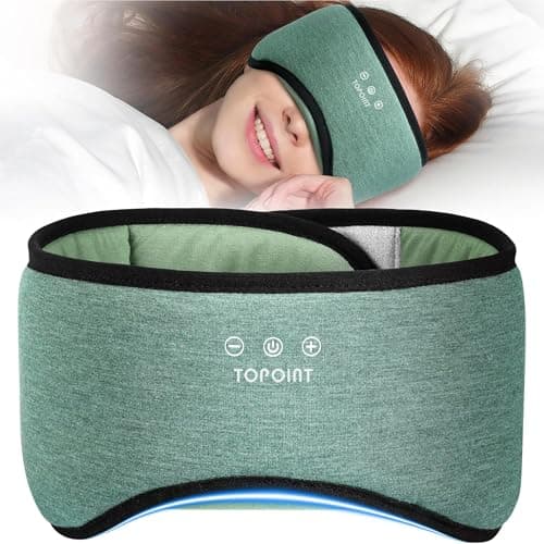 Image of TOPOINT Sleep Mask Headphones Bluetooth Sleep Mask, Organic Bamboo Cotton Eye Mask Headphones, Bluetooth 5.4 Sleep Headphone, 100% Blackout Design, 0 Eye Pressure, Adjustable Silent Velcro for Travel