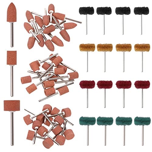 Image of Swpeet 62Pcs 1/8" Shank Grinding Stone Set for Rotary Tool, 4 Sizes of Grinding Wheel 4 Colors Head Mounted Points Stone Set Grinding Wheel Bits, Shank Abrasive Mounted Stone for Grinding Polishing