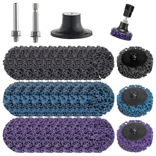 Image of 30 Pcs Sanding Discs for Drill, Grinding Discs 2inch, 50mm Paint Stripping Discs with 2 Shank, Durable Poly Paint Removal Disc Used for Grinding and Polishing Metal Steel(Purple/Blue/Black)