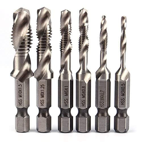 Image of MALAYAS 6 Packs Combination Drill & Taps Bit Set, Screw Tapping Threading Tools in 1/4 HSS Sizes M3*0.5 M4*0.7 M5*0.8 M6*1.0 M8*1.25 M10*1.5, Hex Shank
