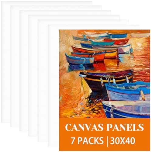 Image of 30x40cm Canvas for Painting 3mm 7pcs, A3 Canvas Board, Triple Primed, Cotton Acid- Free Canvases for Acrylic & Oil & Watercolor, for Professional Artist, Hobby Painters & Beginners