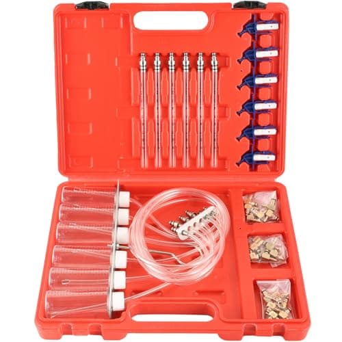Image of DASBET 6 Cylinder Diesel Injector Flow Meter Adaptor Set Cylinder Common Rail Leak Off Tester Kit Engine Injection Rail Test Kit with 24 Adapters