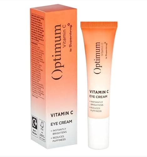 Image of Optimum Vitamin C Eye Cream 15ml, for hydration, instant brightness, reduce puffiness, reduce fine lines and crows feet, high antioxidant protection