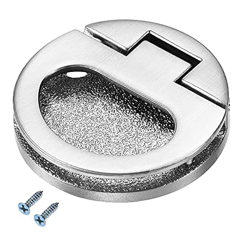 Image of sourcing map Flush Pull Ring Handle 43.5x7mm, Plane Drawer Door Pull, Brushed Silver Tone