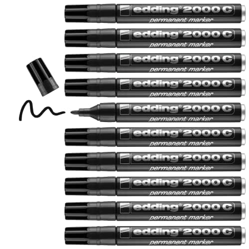 Image of Edding 2000C Permanent Marker Bullet Tip Black (Pack of 10) 2000C-001
