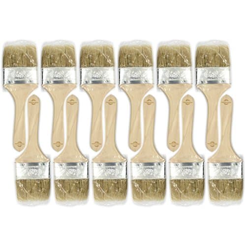 Image of POWCOG: 12 x 3 inch (3" / 75mm) Disposable Economy Paint Brush Pack with Natural Bristles, a Professional Choice. Cost effective solution when using adhesives and paints that are difficult to clean.