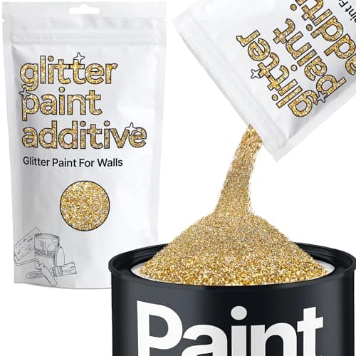 Image of Hemway Gold Silver Glitter Paint Additive 100g for Adding Sparkle to Paints & Varnish | Paint Walls Sparkly Add to Emulsion, Acrylic or Lacquer Indoor