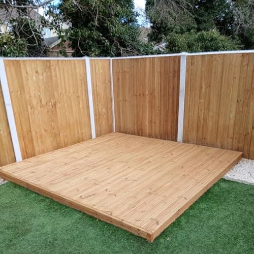 Image of eDecks Reject Discount Decking Kit 9m2 - Pressure Treated Timber - 3m x 3m - No Handrails - Garden Timber Decking Kit for Patios, Outdoor Seating & Landscaping