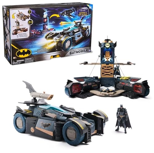 Image of DC Batman, Ultimate Transforming Batmobile Playset, 2-in-1 Batman Playset with Exclusive Figure and Glider, Lights and Sounds, Kids Toys for Boys and Girls 4+