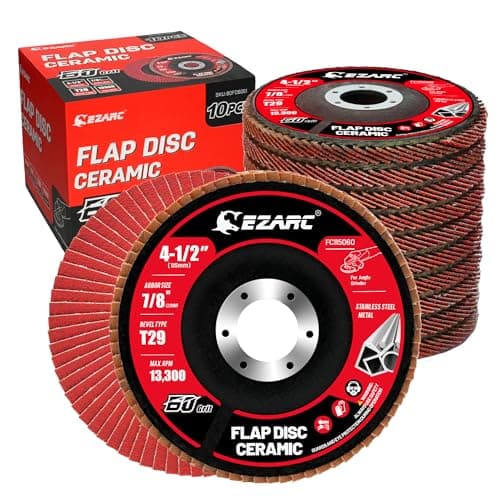 Image of EZARC Ceramic Flap Discs 60 Grit, 115mm x 22.23mm Flap Sanding Disc, Type 29 Ceramic Grinding Wheel for Stainless Steel, Non-Ferrous Metal, Cast Iron, Sheet Metal, 10 Pack