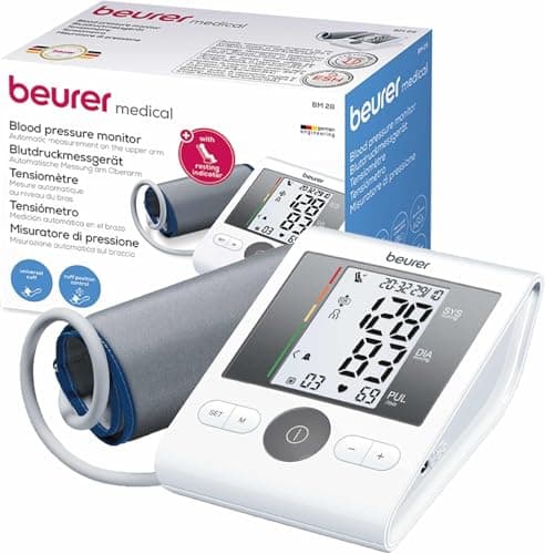 Image of Beurer BM28 Upper Arm Blood Pressure Monitor with Patented Resting Indicator for Accuracy, Cuff Position Assistance and Colour-Coded Risk Indicator