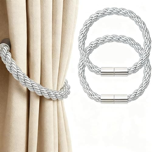 Image of DWUENT curtain tie backs,magnetic curtain tie backs,curtains tiebacks, 2 Pack Magnetic Curtains TieBacks Strong Holdbacks, Modern Minimalist Design for Thin/Thick Home