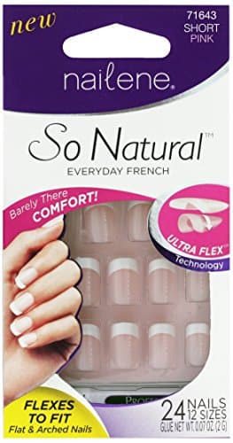 Image of Nailene So Natural Ultra Flex Pink French Short Nails, 28 nails