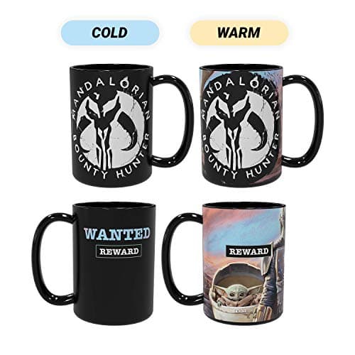 Image of Zak Designs Star Wars The Mandalorian Baby Yoda The Child BPA Unique Color Changing Ceramic Coffee Mug Collectible Keepsake and Wonderful Tea Mug (15oz)
