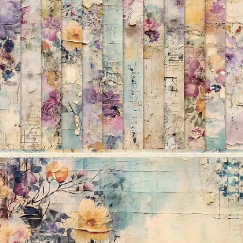 Image of UZEXYO 24 Sheets Scrapbook Paper Pad 6x6 Inch Vintage Floral Patterned Paper Cardstock for Craft Supplies Card Making Decoupage