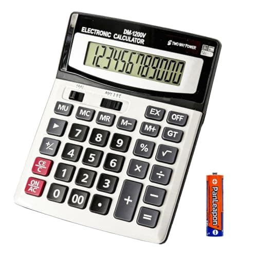 Image of YEBMoo 12 Digit Desktop Calculator with Large LCD Display and Sensitive Button, Dual Solar Power and Battery, Standard Function for Office (YE1200v)