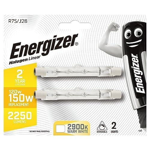Image of Energizer Halogen Energy Saving Floodlight Bulb R7S J28 Linear 2250lm 120W 2,900K (Warm White) Dimmable, Pack of 2