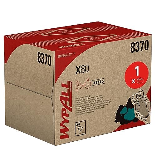 Image of WypAll X60 General Clean Cloths 8370 - Blue Cleaning Cloths - 1 BRAG Box x 200 Wiping Cloths (200 total)