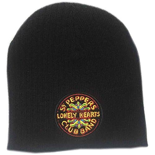 Image of The Beatles Beanie Hat SGT Pepper Lonely Heats Club Band Logo Official Black One Size