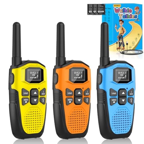 Image of Walkie Talkies for Adults Long Range 3 Pack, NXGKET Rechargeable Kids Walky Talky with Built-In Li-Ion Battery, 16 Channels Radio with Type-C Charging Cable,VOX Function,LED Flashlight, for Camping