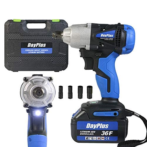 Image of 420Nm 1/2" Cordless Impact Wrench Driver 18V Electric Ratchet Rattle Nut Gun 6.0AH Li-Ion Battery Wheel Wrench Square Drive 4 Socket Set Forward/Reverse Setting 3200RPM Lug Nut Removal