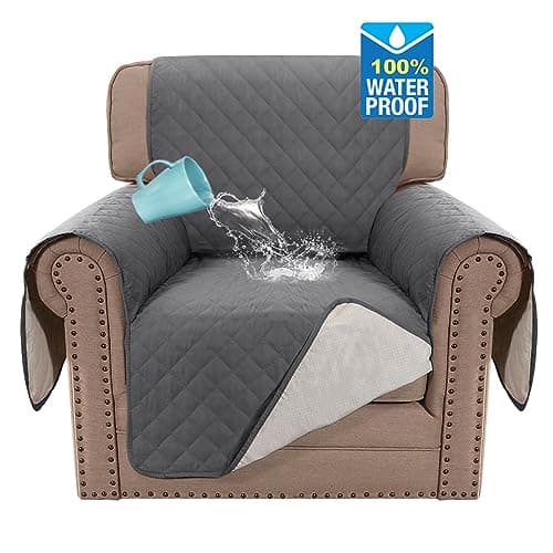 Image of BellaHills Sofa Cover 100% Waterproof Sofa Covers 1 Seater Armchair Covers Triple Non-Slip Sofa Slipcovers for 1 Cushion Chair Washable Sofa Protector for Kids/Pets (Chair 23",Gray)