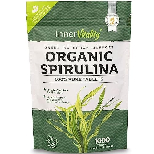 Image of Organic Spirulina 1000x Pure Easy to Swallow Tablets - Rich in Essential Vitamins & Minerals by Inner Vitality