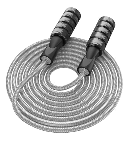 Image of Skipping Rope for Adults, Adjustable Weighted Jump Rope with Foam Handle, 3M Jumping Rope for Men Women Fitness Exercise Outdoor Activities(Gray)