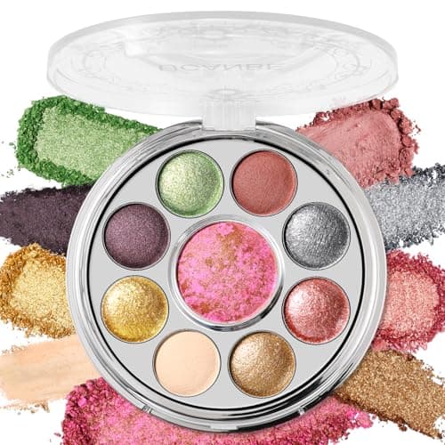 Image of UCANBE Baked Eyeshadow & Blush Palette, High Pigmented Blendable Matte Metallic Shimmer Baked Eye Shadow & Cheek Makeup Palette, Rotating Compact Design Makeup Gift, 01 Medieval Banquet