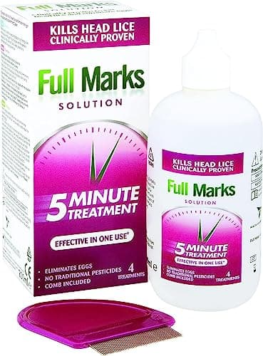 Image of Full Marks 200ml Head Lice Solution - Simple 5-Minute Formula, Eliminates Lice & Eggs, Includes Comb, Effective Scalp Care in One Use, Fast-Acting Treatment