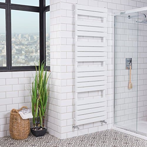 Image of Warmehaus Designer Minimalist Bathroom Flat Panel Heated Towel Rail Radiator Ladder Rad 1800 x 600 mm - White