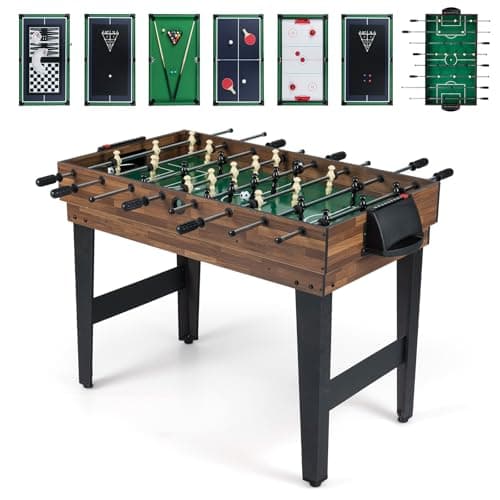 Image of COSTWAY Multi Game Table, 10 in 1 Combo Game Tables with Football, Air Hockey, Table Tennis, Shuffleboard, Bowling and 4 Board Games, for Home Party Gathering