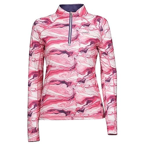 Image of Weatherbeeta Ruby Printed Long Sleeve Top, Pink Swirl Marble Print, Ladies M