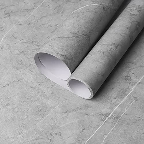Image of Hode Grey Marble Vinyl Wrap for Kitchen Cupboards Furniture, Sticky Back Plastic Roll Worktop Vinyl Covering, Self Adhesive Wallpaper Contact Paper Furniture Stickers 60x500cm