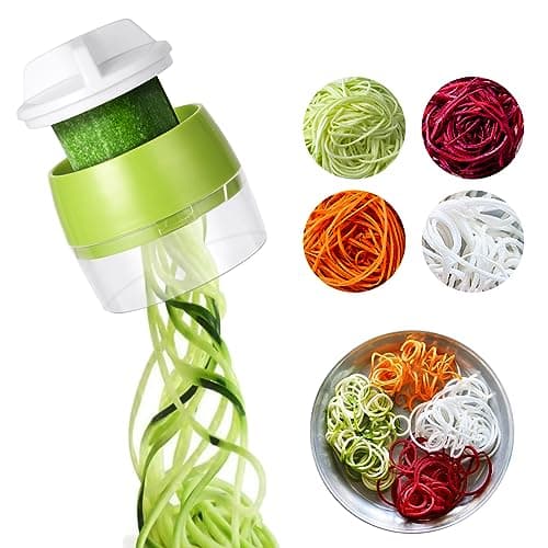 Image of AUAUY Handheld Spiralizer Vegetable Slicer, Upgrade 4 in 1 Adjustable Spiral Slicer, Veggie Spiral Cutter Pasta Spaghetti Maker for Carrot, Fruit, Cucumber, Potato, Pumpkin, Zucchini, Noodle