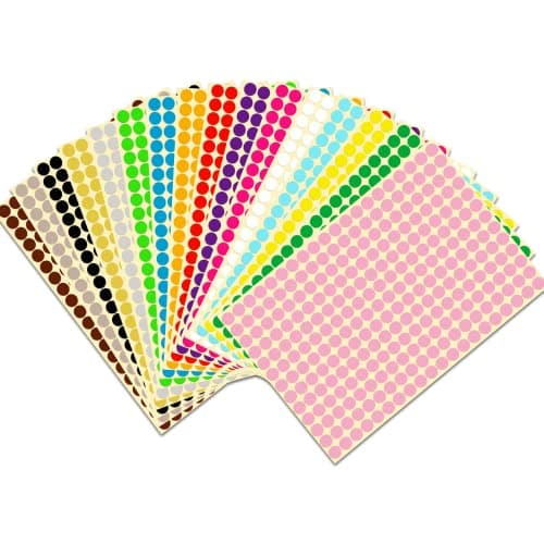 Image of JANYUN 16 Sheets 4160 Pcs Sticky Coloured Dots Round Dot Labels Stickers Self Adhesive Circle Stickers Labels 16 Colors (8mm)