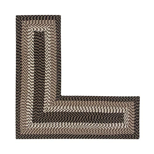 Image of Better Trends Alpine Braid Collection - Durable, Stain Resistant, Reversible Indoor Utility L-Shape Rug, 100% Polypropylene, Vibrant Chocolate Stripe, 24" x 68" x 68"