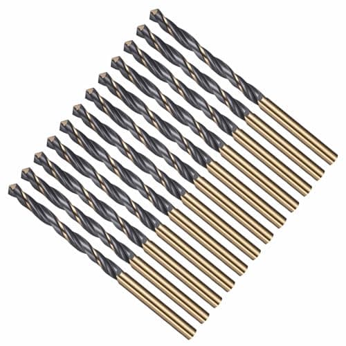Image of CoCud Drill Bit, 5mm Cutting Diameter, 4341 HSS Jobber Bits Gold and Black 118° Cutting Angle - (Applications: for Drilling Plastic Wood Soft Metal), 12-Pieces