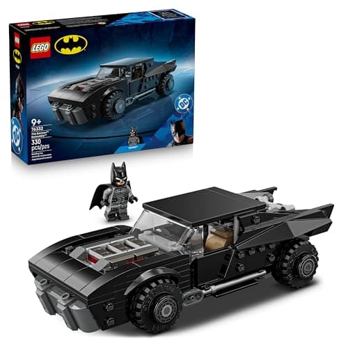 Image of LEGO DC The Batman Batmobile Car Toy - Collectible Superhero Model Kit w/a Minifigure & Golden Coin - Birthday Gift for 9+ Year Old Boys & Teenage Movie Fans - 76332