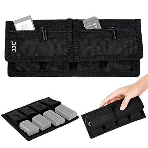 Image of JJC Memory Card Case Holder Storage for SD SDHC SDXC/Micro SD/XQD Cards + 4 Camera Battery Slots for Canon LP-E6 LP-E17 Sony NP-F550 NP-FW50 NP-FZ100 Fujifilm NP-W126 Nikon EN-EL15 EN-EL14