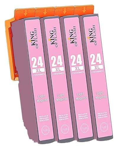 Image of KING OF FLASH 24xl Compatible Ink Cartridges Replacement for Epson 24 XL for Epson Expression Photo XP-970 XP-55 XP-950 XP-860 XP-960 XP-750 XP-760 XP-850 Printer (Light Magenta)