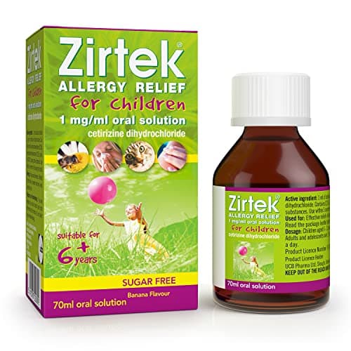 Image of Zirtek Allergy Relief 70ml Syrup | Hayfever, Dust, Pets, and Hives | Cetirizine Antihistamine Solution | Helps Relieve Allergic Symptoms |antihistamine for Adults and Children Over 6 Years
