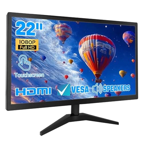 Image of ERCGWOP Touchscreen Monitor 22 Inch FHD 1920x1080P IPS PC Monitor, 10-Point Touch Screen Computer Display with HDMI VGA USB Ports, Built-in Speakers, VESA Mountable