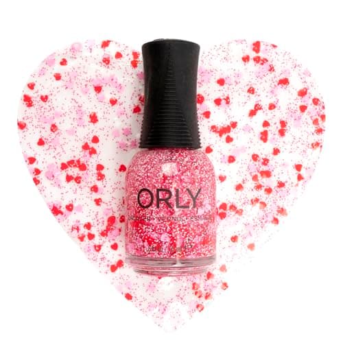 Image of ORLY Crush Nail Polish Topper (18ml), Heart Confetti Nail Varnish