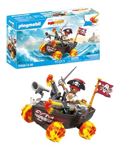 Image of Playmobil | Fun Stars | Racing Pirate Boat | Toy from 4 years | Gift for children | Toy car | With pull-back motor & shooting function | 71720
