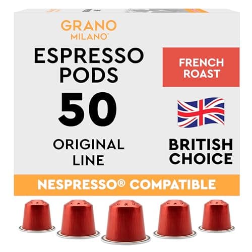 Image of New Grano Milano French Roast Coffee Capsules - 50 Aluminium Coffee Pods Compatible with Nespresso Original line, Dark Roast - Intensity 10/12, Made in Italy